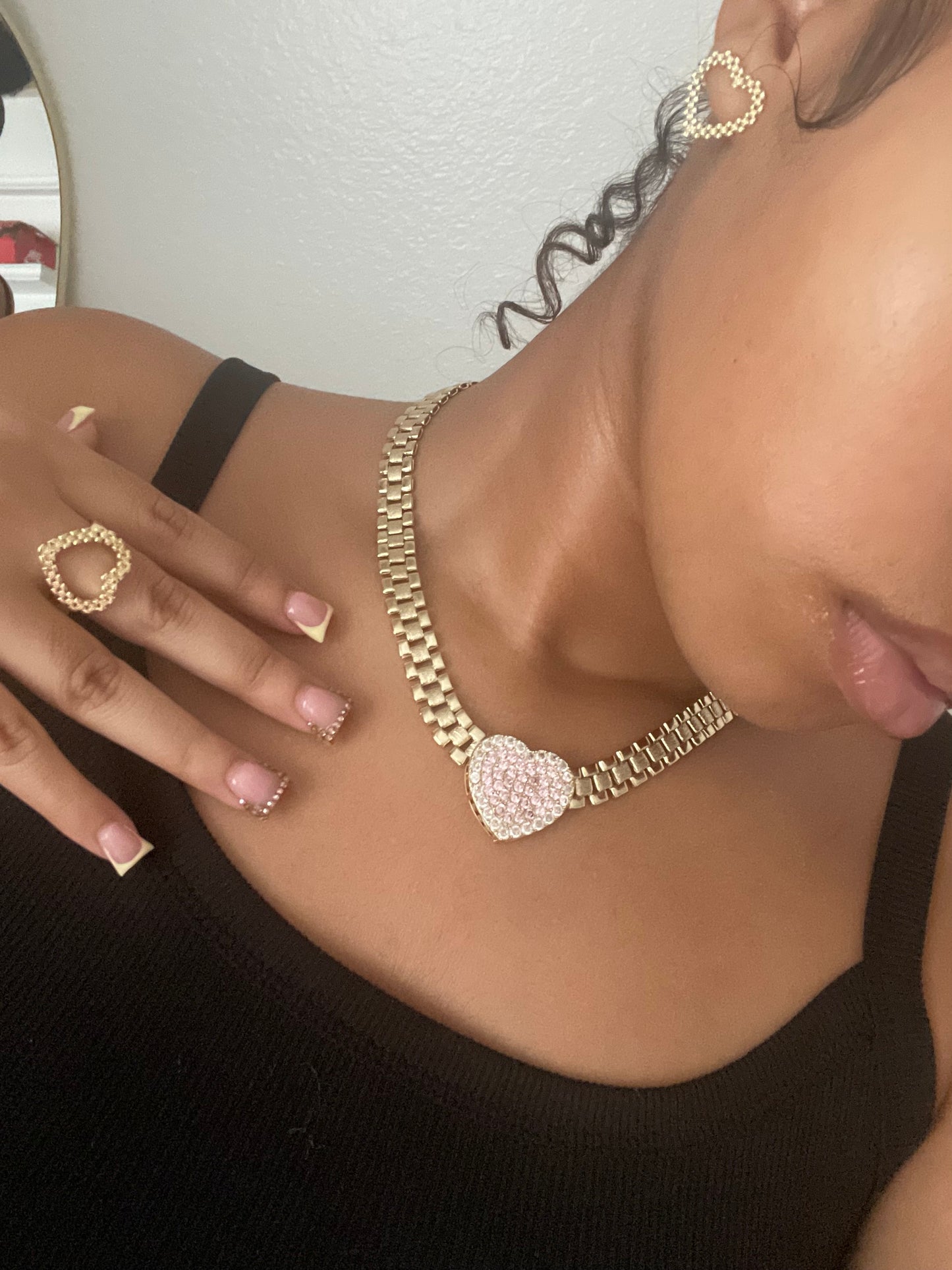Pink Heart Rolex chain