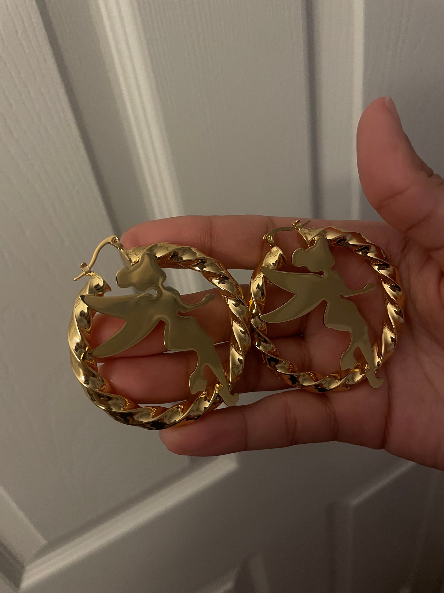 Custom tinker bell hoop earrings
